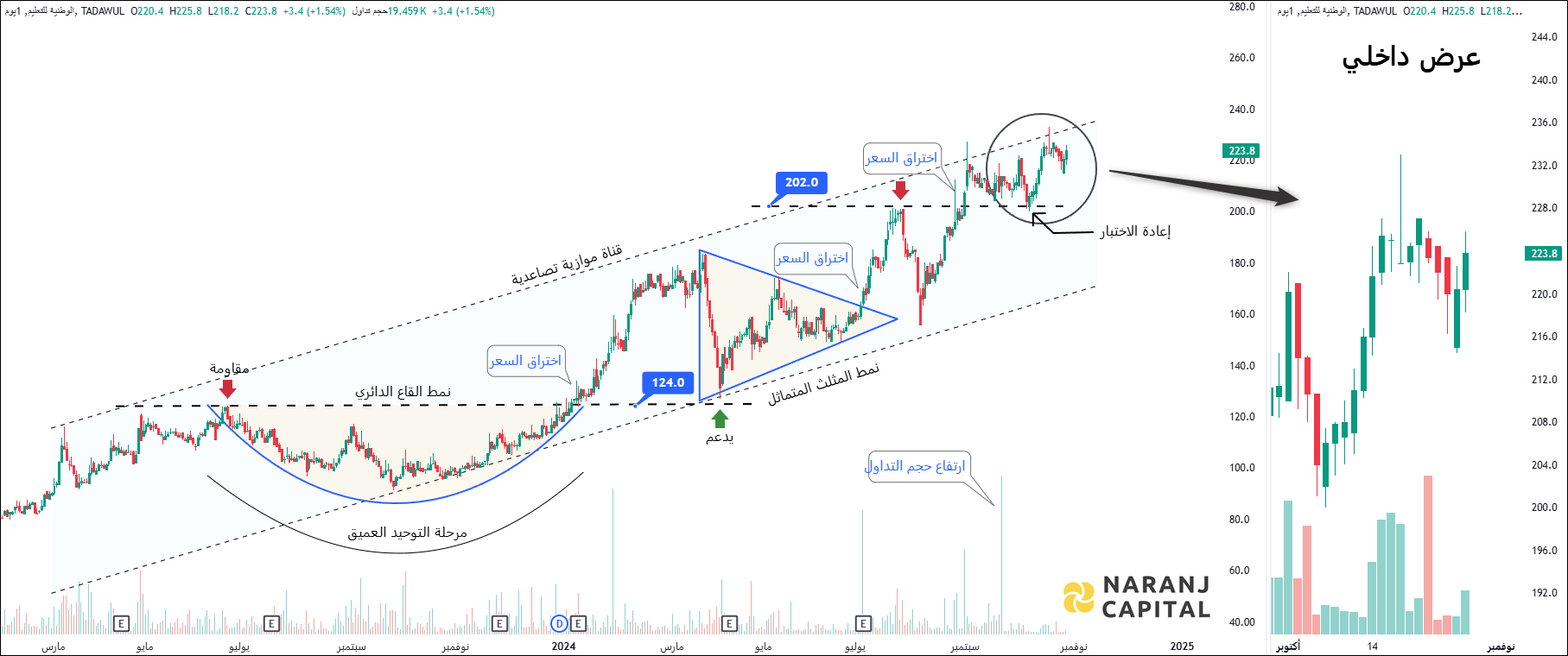 National Company for Learning and Education - Technical Analysis chart on Daily Price and Volume