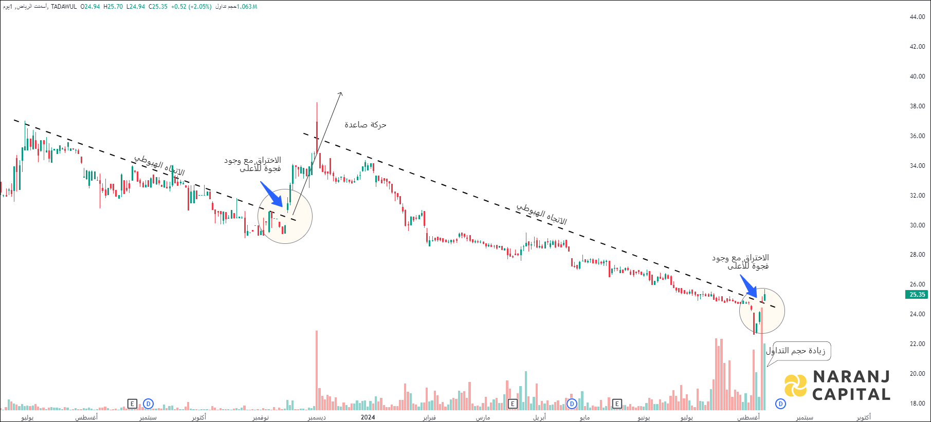 Riyadh Cement - Technical Analysis chart on Daily Price and Volume