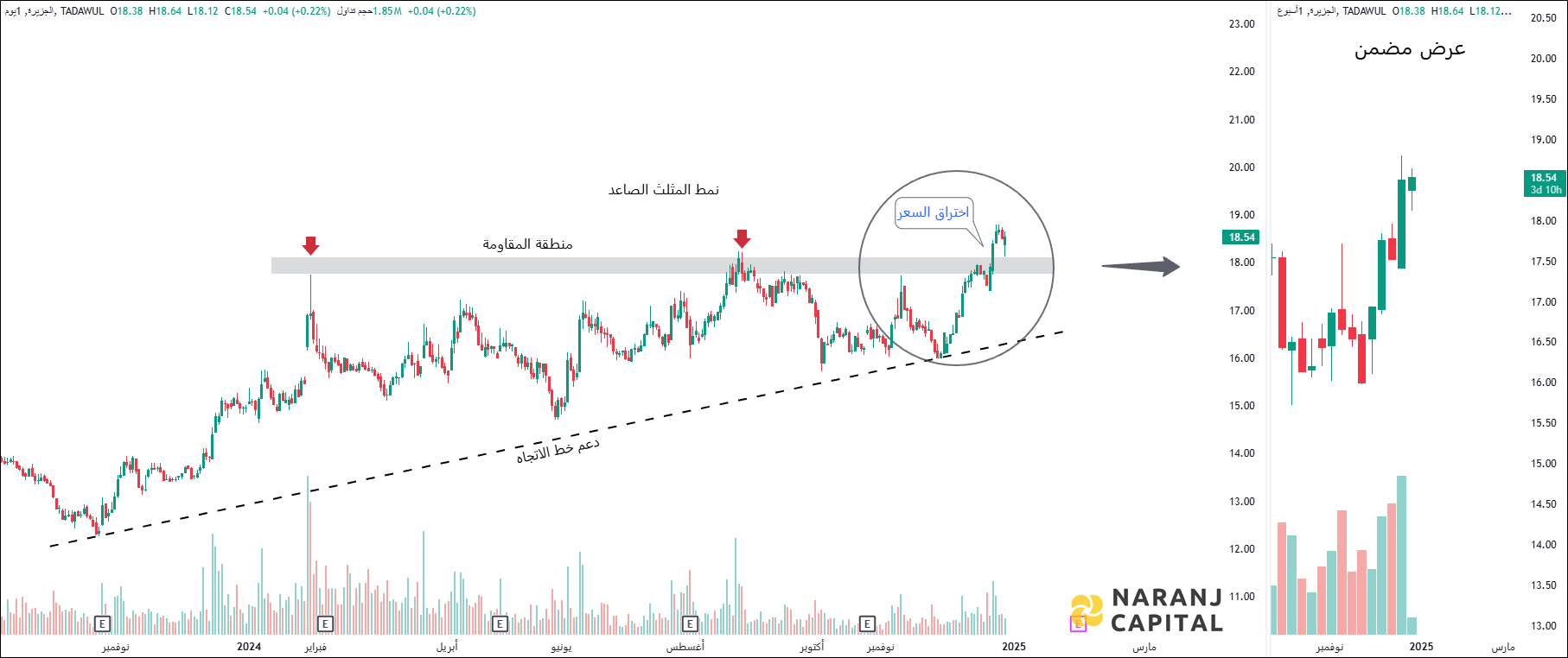 Bank Aljazira - Technical Analysis chart on Daily Price and Volume
