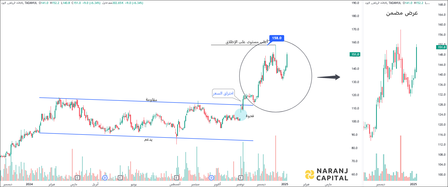 Riyadh Cables Group - Technical Analysis chart on Daily Price and Volume
